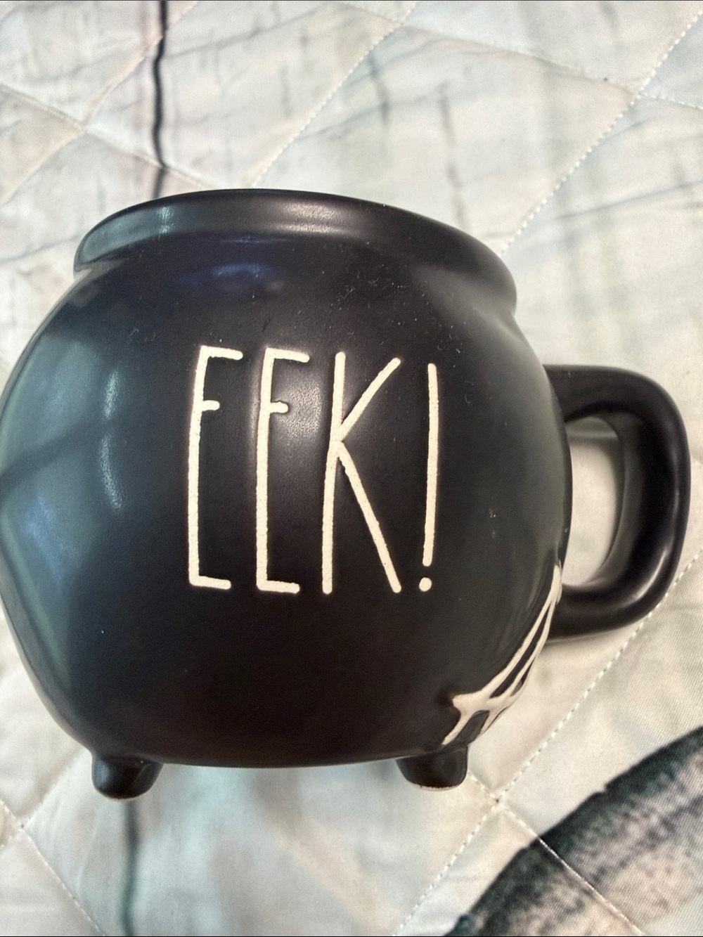 Rae Dunn Black Cauldron Mug with White 'EEK!' Lettering